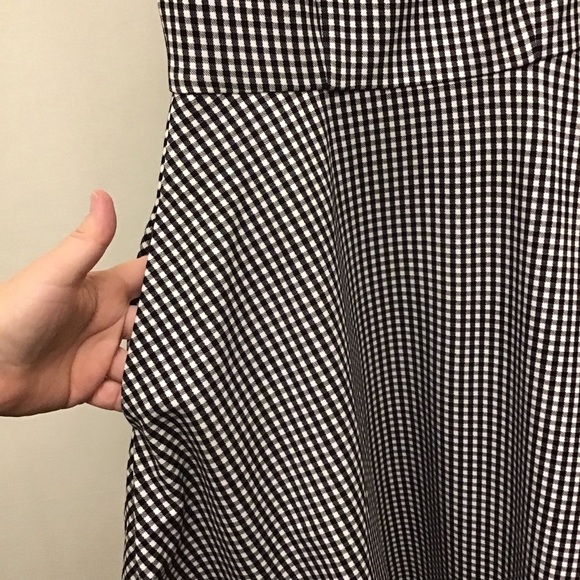 Kate Spade XS Jazzy Gingham Scalloped Ponte Dress Black White Fit & Flare - Picture 5 of 9